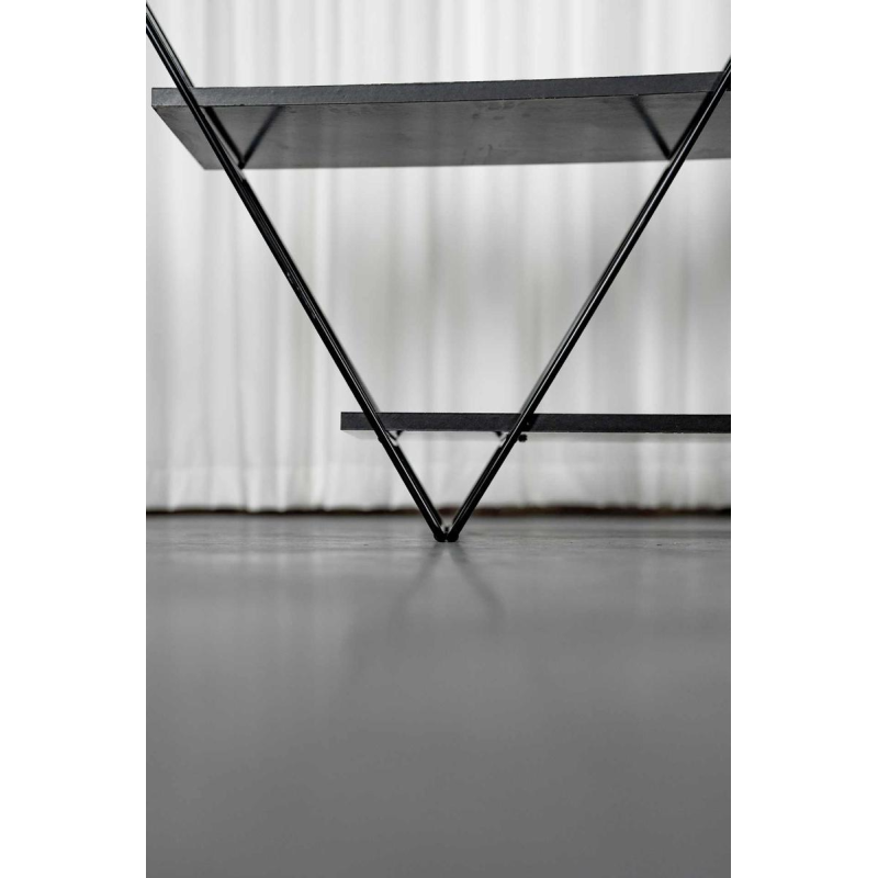 Louise Treschow pour Ikéa 'Kavat' étagère auto portante, métal laqué noir, mélaminé, ca 1990