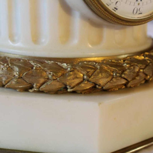 White marble clock by L. Leroy, gilt bronze Amour Cupidon sculpture by Carlier, 19th c