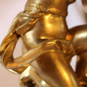 White marble clock by L. Leroy, gilt bronze Amour Cupidon sculpture by Carlier, 19th c