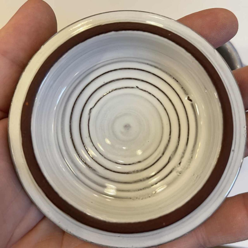 Bernard Thiran, service à café bleu complet en céramique émaillée pour 6 pers, design épuré ca 1970