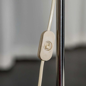 Paire de 2 tables d'appoint avec lampe intégrée, Design Space age, chrome et alcantara noir, ca 1980