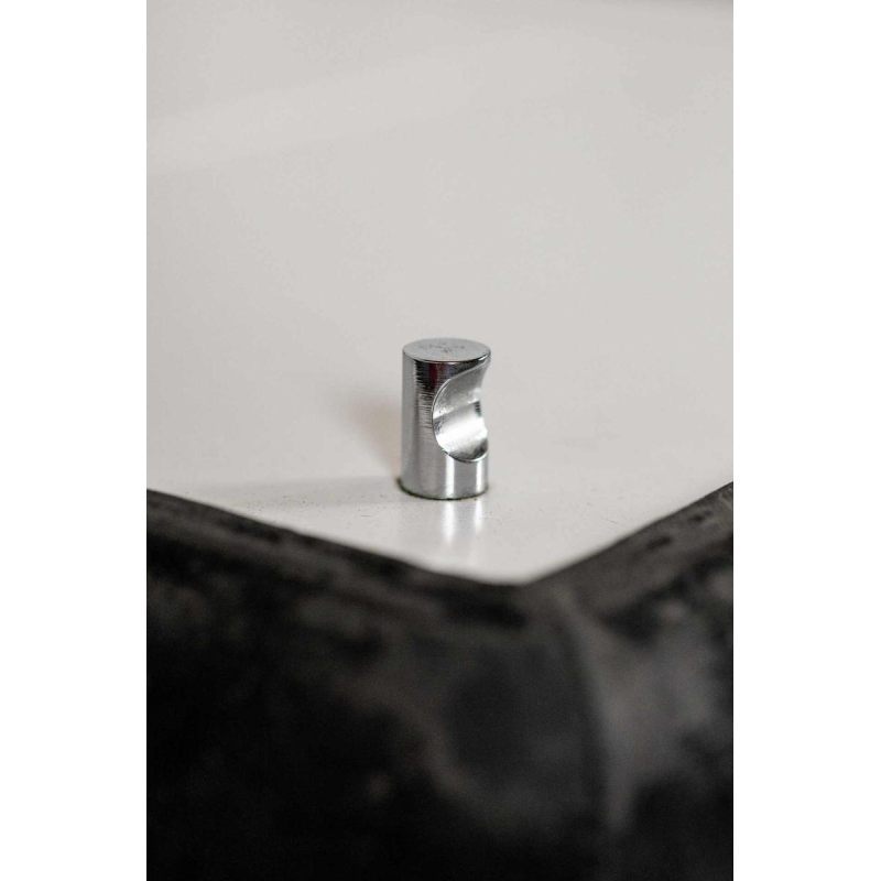 Paire de 2 tables d'appoint avec lampe intégrée, Design Space age, chrome et alcantara noir, ca 1980