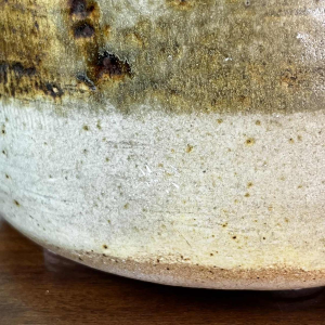 GEORGES PONSART, 33cm yellow modernist vase without neck, large-fired salt stoneware, Bouffioulx ca 1950