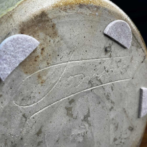 GEORGES PONSART, vase 33cm moderniste jaune sans col, gre`s sale´ grand feu, Bouffioulx ca 1950