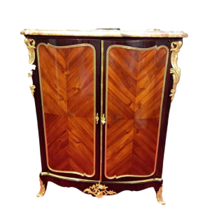 Napoleon III high cabinet stamped LEXCELLENT Paris, 2 doors, marquetry, bronze, 19th c