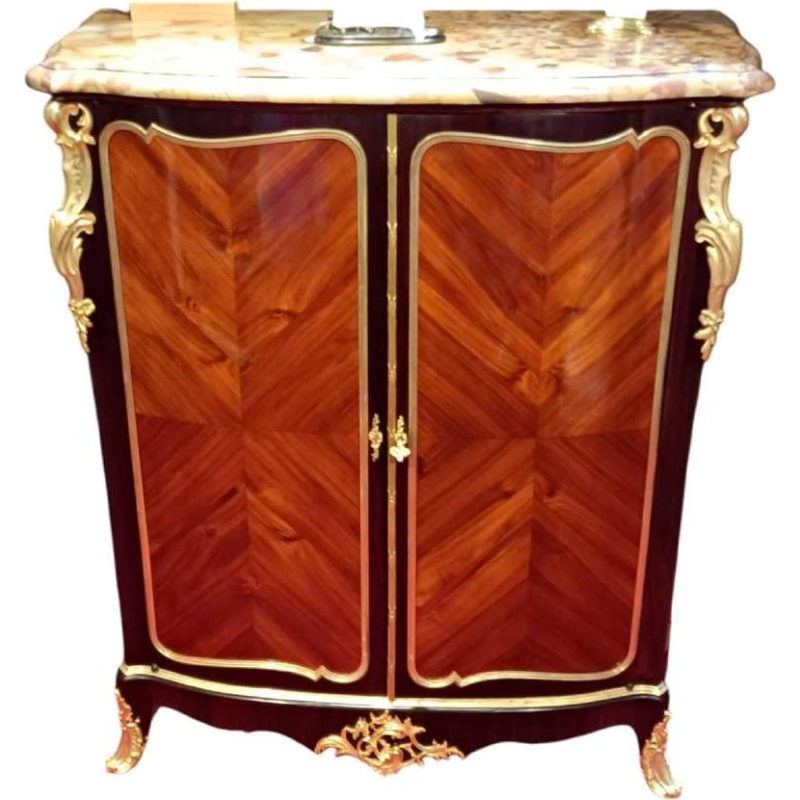 Napoleon III high cabinet stamped LEXCELLENT Paris, 2 doors, marquetry, bronze, 19th c
