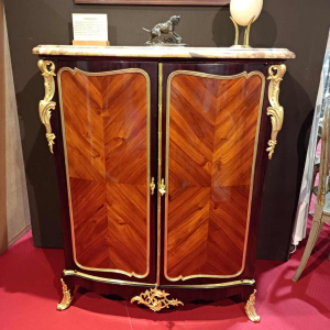 Meuble à hauteur d'appui Napoléon III estampillé " LEXCELLENT Paris ", 2 portes, marqueteries, bronze, XIXe s