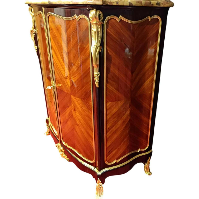 Napoleon III hoge kast gestempeld LEXCELLENT Paris, 2 deuren, marqueterie, brons, 19e eeuw