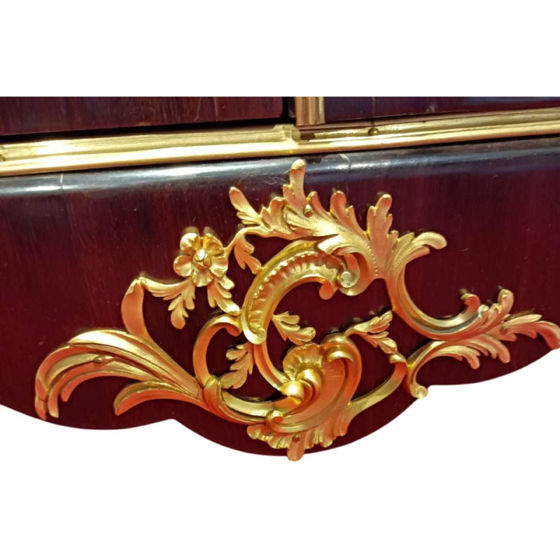 Meuble à hauteur d'appui Napoléon III estampillé " LEXCELLENT Paris ", 2 portes, marqueteries, bronze, XIXe s