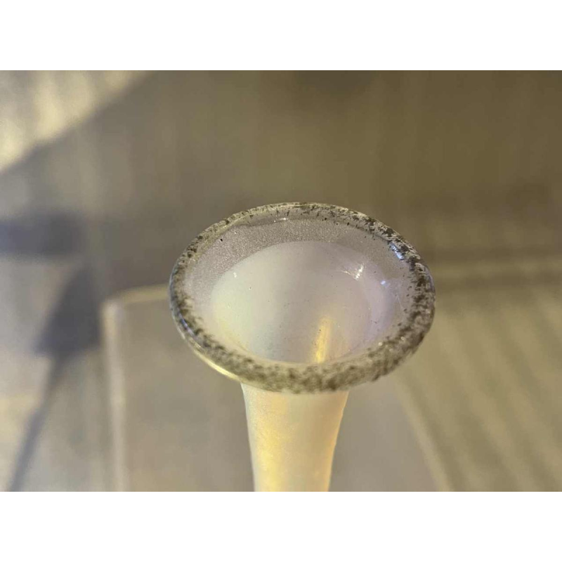 Daum soliflore vaas in opalescent glas met grisaille decoratie van een landschap aan een meer