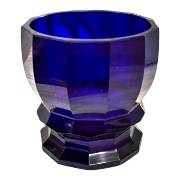 Moser Karlsbad, design Josef Hoffmann, Art Deco vase, cut crystal, cobalt blue, Wiener Werkstatte, Bohemia ca 1925
