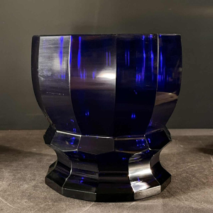 Moser Karlsbad, design Josef Hoffmann, Art Deco vase, cut crystal, cobalt blue, Wiener Werkstatte, Bohemia ca 1925