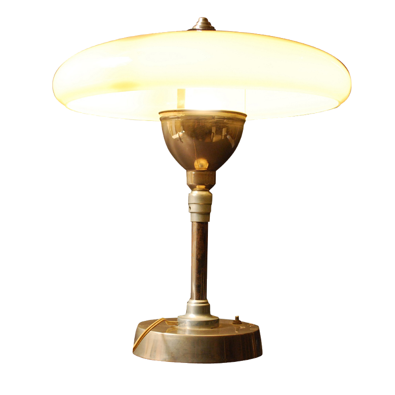 Lampe à poser Art Déco en métal et verre opaline - circa 1930