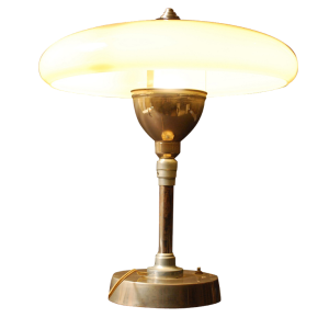 Art Deco tafellamp van metaal en opaline glas - circa 1930