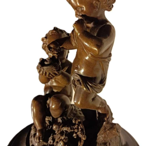 Jean-Baptiste REVILLON, pendule Napoléon III avec groupe de putti en bronze, XIXe s