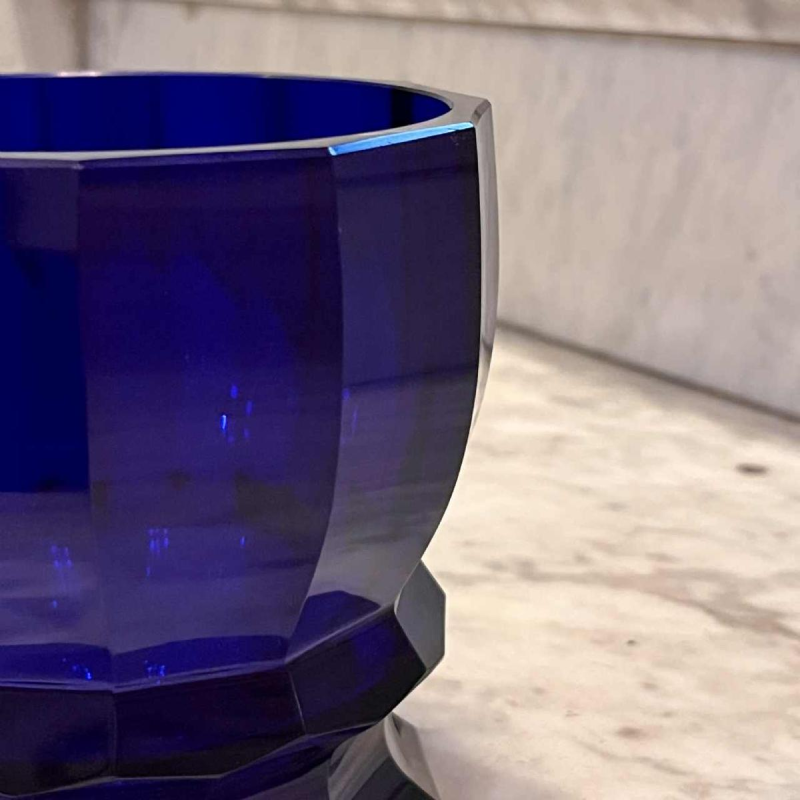 Moser Karlsbad, design Josef Hoffmann, Art Deco vase, cut crystal, cobalt blue, Wiener Werkstatte, Bohemia ca 1925