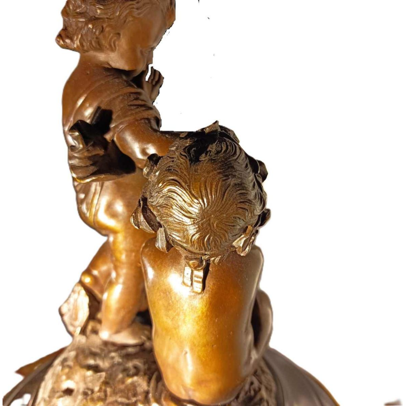 Jean-Baptiste REVILLON, pendule Napoléon III avec groupe de putti en bronze, XIXe s