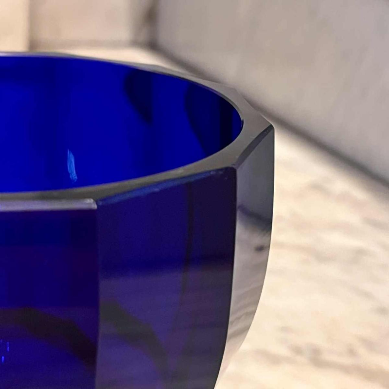 Moser Karlsbad, design Josef Hoffmann, Art Deco vase, cut crystal, cobalt blue, Wiener Werkstatte, Bohemia ca 1925