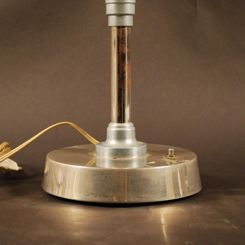 Art Deco tafellamp van metaal en opaline glas - circa 1930