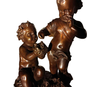 Jean-Baptiste REVILLON, Napoleon III clock with group of bronze putti, 19th c