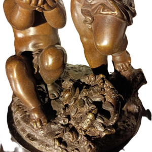 Jean-Baptiste REVILLON, pendule Napoléon III avec groupe de putti en bronze, XIXe s