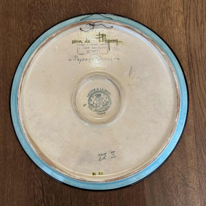 Emaux de Longwy & Ph Mignon  Chinese landscape  platen enamelled earthenware, ringed enamels