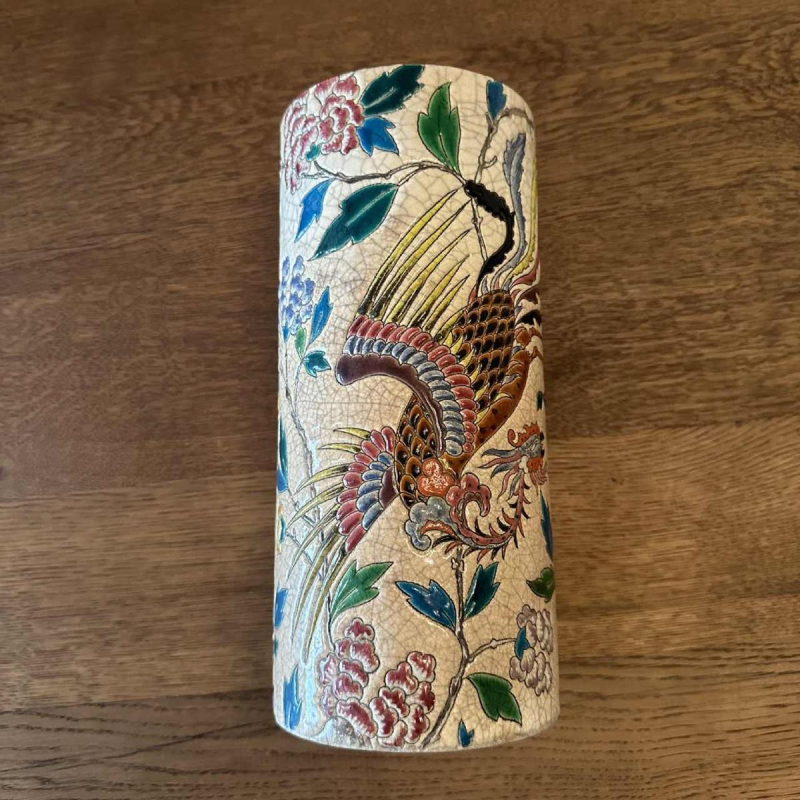 Emaux de Longwy, paire de vases "au Phoenix", faïence émaillée cloisonnée, 19ème siècle