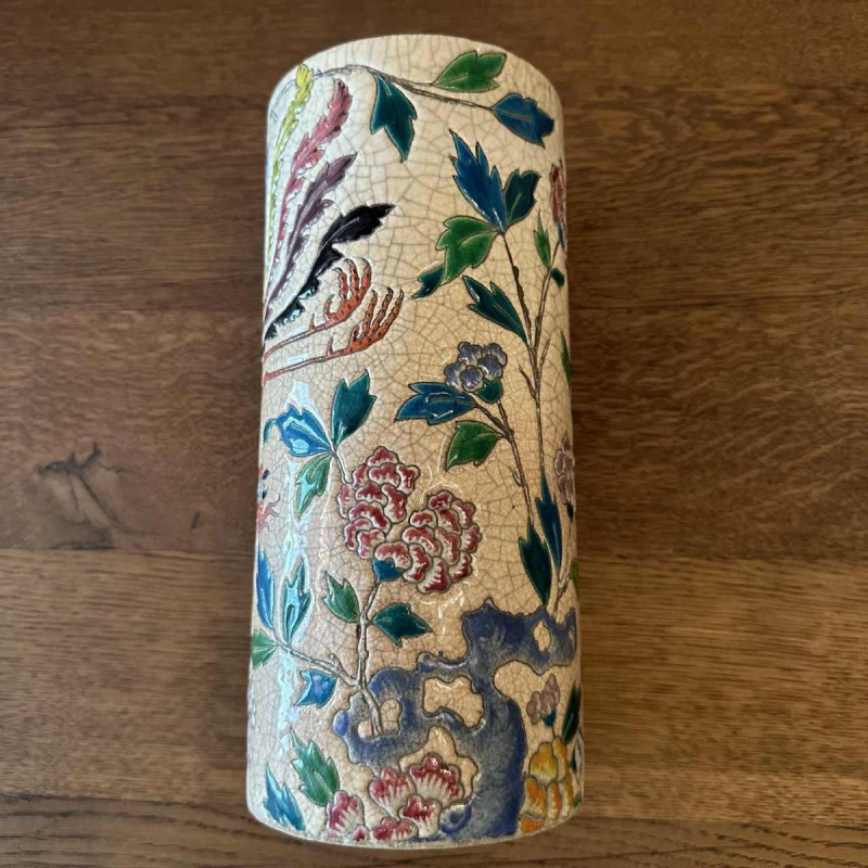 Emaux de Longwy, paire de vases "au Phoenix", faïence émaillée cloisonnée, 19ème siècle