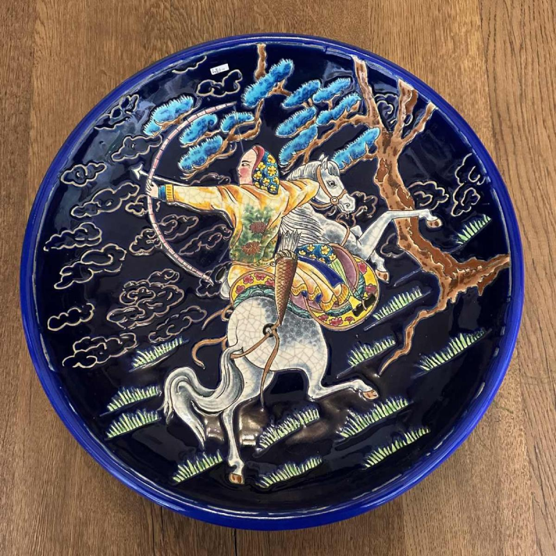 Emaux de Longwy, large circular bowl, ringed enamel with AK ( Albert Kirchstetter) enhancement decoration by Rizzi