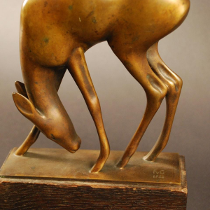 Frederick Guinzburg, "Deer" Art Deco bronze sculpture -1922