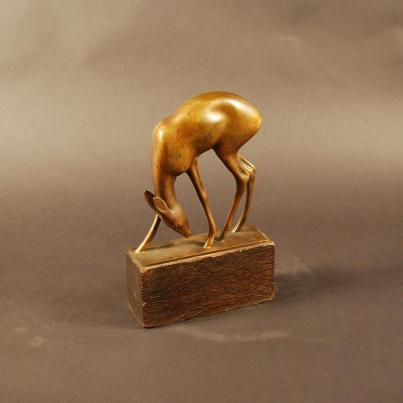Frederick Guinzburg, "Biche" sculpture Art Déco en bronze - 1922