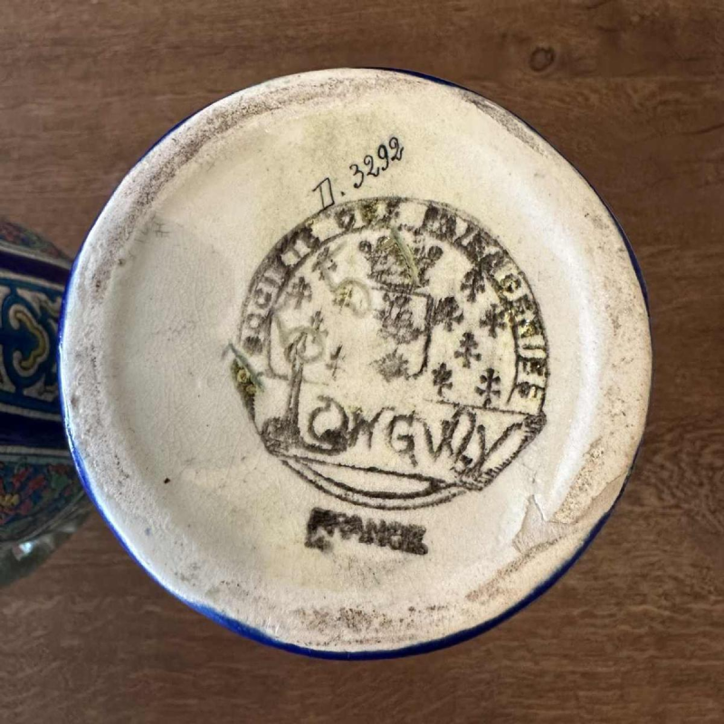 Emaux de Longwy, paire vases Art Déco, anses têtes d'éléphants, émaux cloisonnés, ca 1920