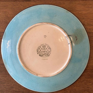 Emaux de Longwy "faisans et échassiers" set de 2 de plats Art Déco, émaux cernés cloisonnés, ca 1920