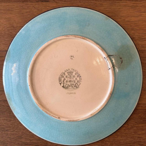 Emaux de Longwy "faisans et échassiers" set de 2 de plats Art Déco, émaux cernés cloisonnés, ca 1920