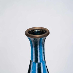 Camille Fauré (Limoges), vase Art Déco à décor émaillé en damier, dinanderie cuivre et argent, ca 1920