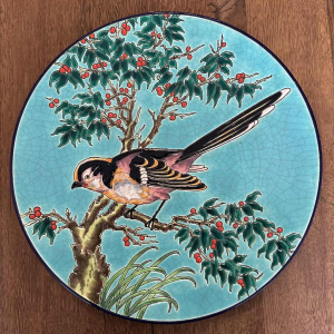 Emaux de Longwy Langstaartmees cloisonné email bord