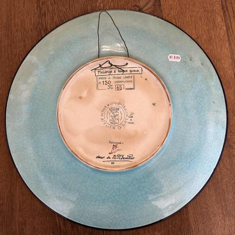 Emaux de Longwy Langstaartmees cloisonné email bord