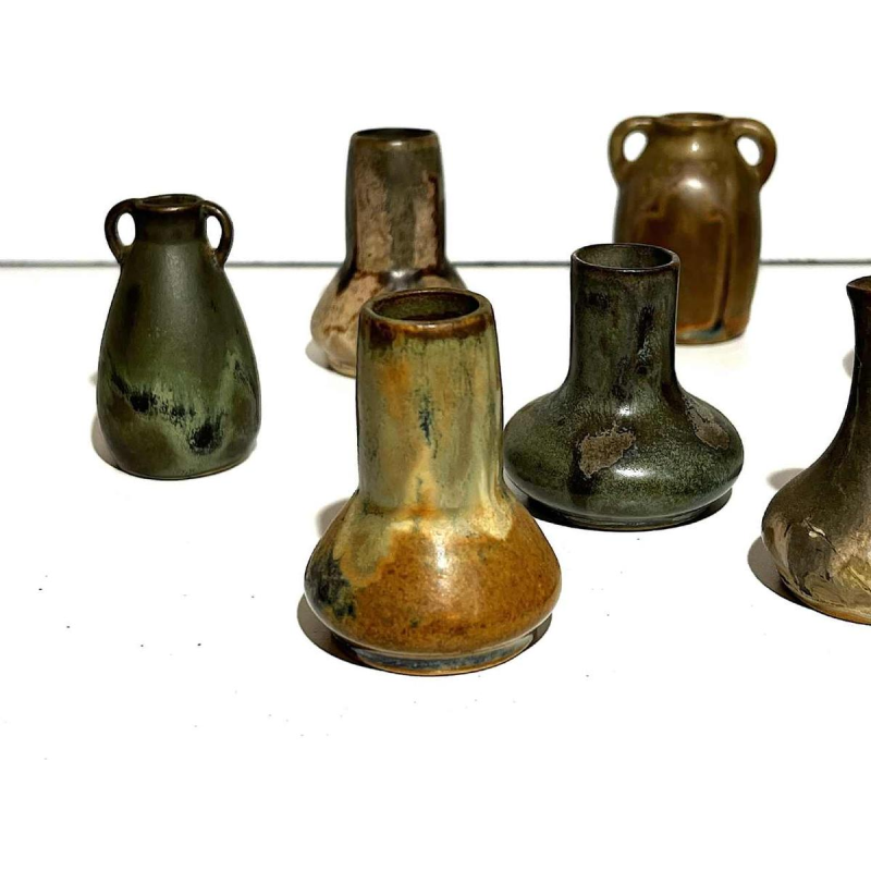 Denbac & Charles Greber, suite de 7 vases miniatures en gre`s, France de´but XX