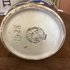 Emaux de Longwy, grote geëmailleerde Art Deco vaas met Japanse florale decor