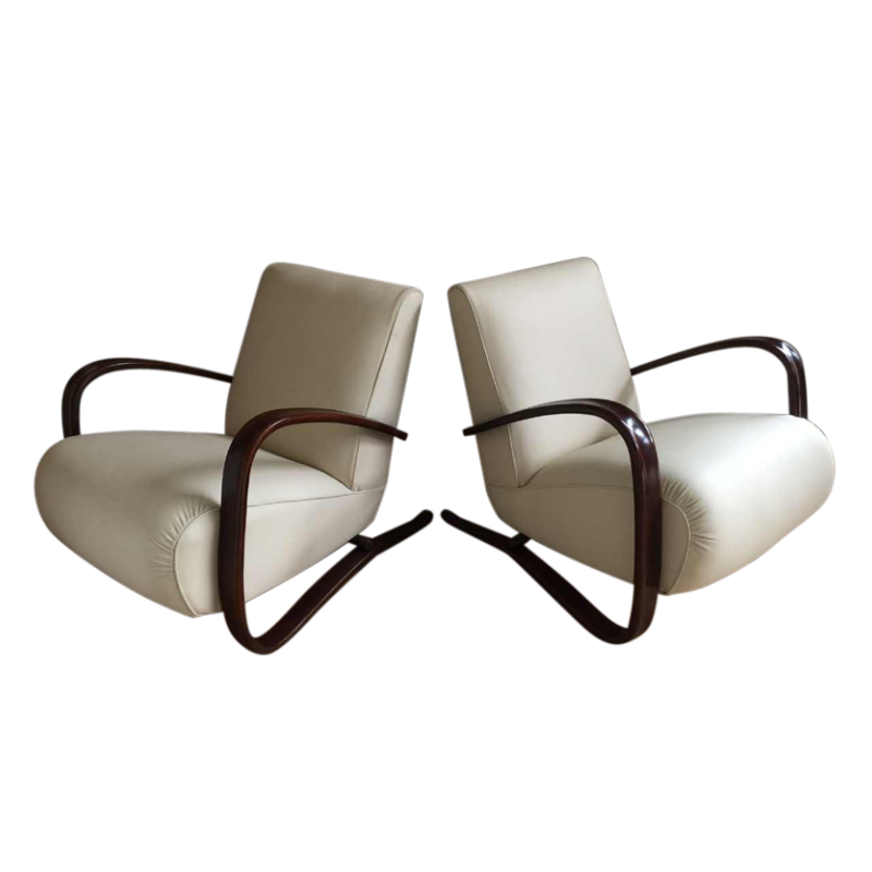 Jindrich Halabala voor THONET, Paar fauteuils "H269" Art Deco, 1930