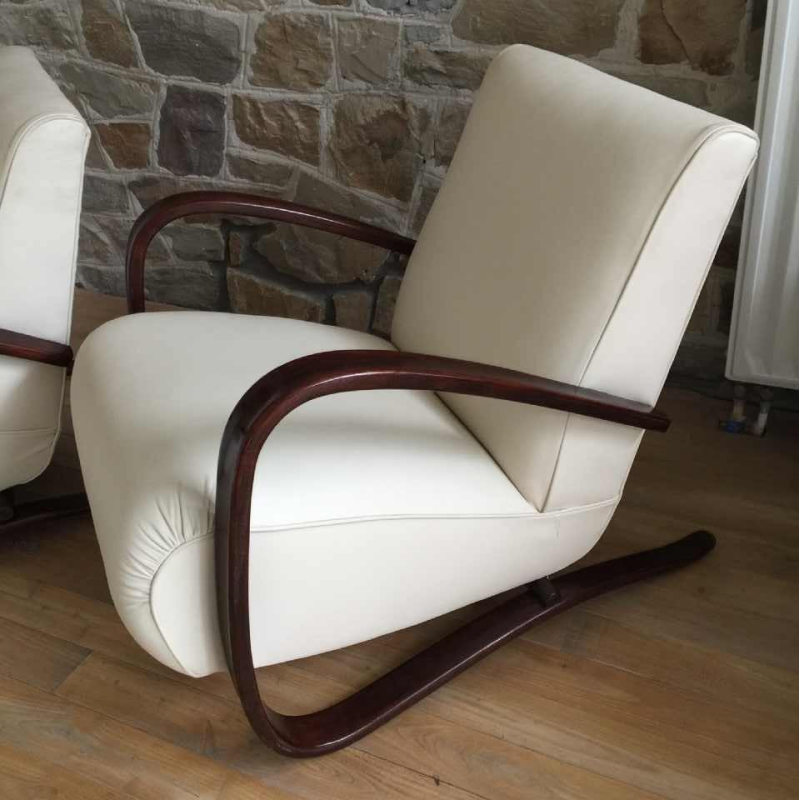 Jindrich Halabala pour THONET, Paire de fauteuils "H269" Art Déco, 1930