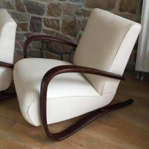 Jindrich Halabala for THONET, Pair of armchairs "H269" Art Deco, 1930