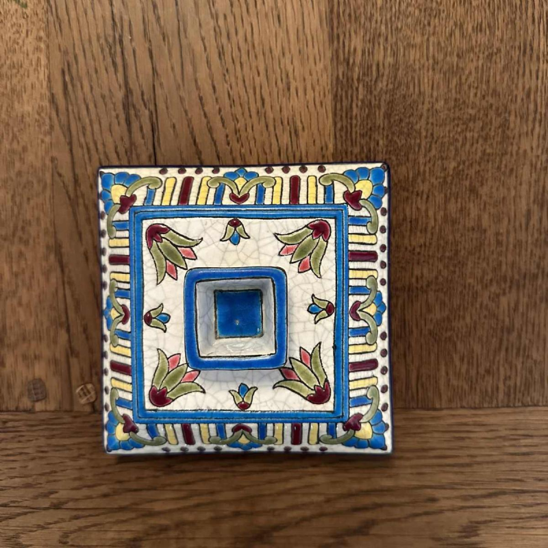 Emaux de Longwy, nécessaire bureau / fumeur décor égyptien, faïence émaillée cernée, ca 1910