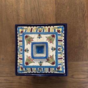 Emaux de Longwy, nécessaire bureau / fumeur décor égyptien, faïence émaillée cernée, ca 1910