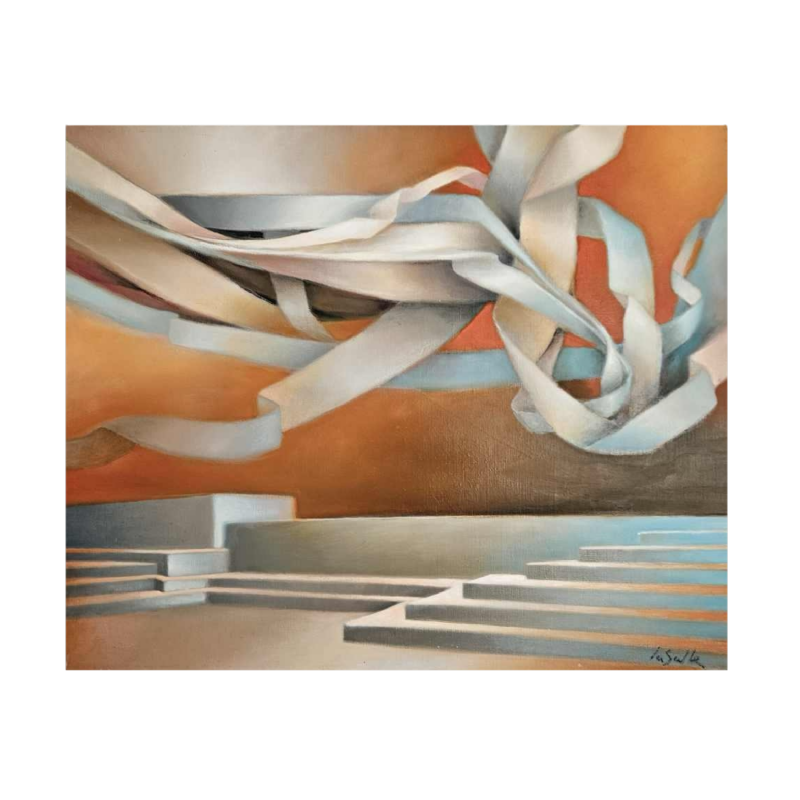 Charles-Louis Lasalle 'Les vents du soir' tableau huile sur toile, 1992