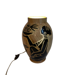 GRANDJEAN JOURDAN voor VALLAURIS, fotofoorlamp van keramiek, Afrikaans decor, ca 1960