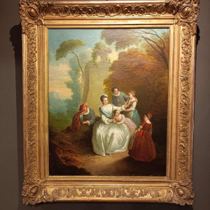 Schilderij van een pastorale scène, galant 18e eeuw in de geest van Watteau / Lancret