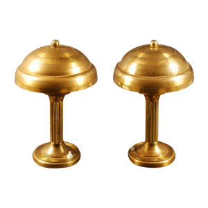 Paar Art Deco verguld messing tafellampen, ca 1925