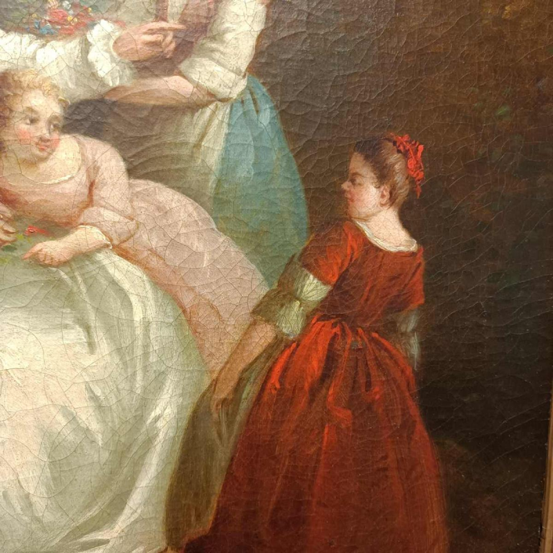 Schilderij van een pastorale scène, galant 18e eeuw in de geest van Watteau / Lancret