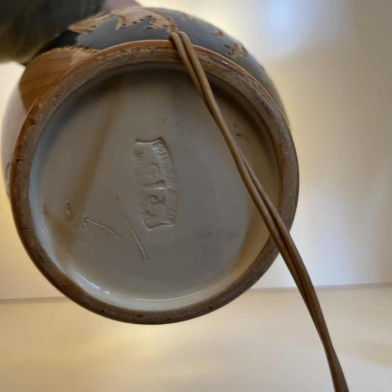 GRANDJEAN JOURDAN for VALLAURIS, ceramic photophore lamp, African decor, ca 1960